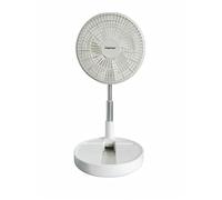 A2Z 8 Inch Rechargeable USB Foldable Desk Fan Portable White Cooling Fan with Adjustable Height Tilt Angle 5 Blade Design LED Indicator Quiet Operation for Home Office Travel (White)