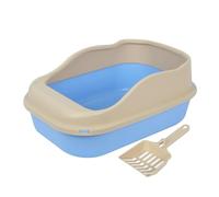 A2Z Cat Litter Box with High Sides and Scoop Non-Slip Open Tray - Cat Litter Tray 1901 Blue