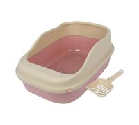 A2Z Cat Litter Box with High Sides and Scoop Non-Slip Open Tray - Cat Litter Tray 1901 Pink