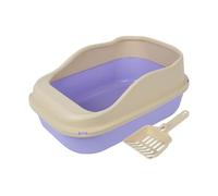 A2Z Cat Litter Box with High Sides and Scoop Non-Slip Open Tray - Cat Litter Tray 1901 Purple