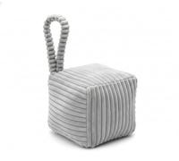 A2Z Corduroy Cube Door Stopper Heavy 1KG Weighted Fabric Doorstop with Carry Handle Grey Soft Ribbed Polyester Sand-Filled Square Door Block for Home Living Room Bedroom & Office Doors