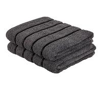 A2Z Cotton 2 Pcs Bath Towel Soft Absorbent Bathroom Charcoal 66 x 118 cm | Dense Loop Weave Provides Gentle Drying With Neat Banded Detailing Suitable For Daily Washing Guest Rooms Gym Travel Families