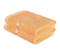 A2Z Cotton 2 Pcs Face Towel Absorbent Bathroom Spa Gym Peach 30 x 30 cm | Dense Loop Weave Provides Gentle Drying With Neat Banded Detailing Suitable For Daily Washing Guest Rooms Gym Travel Families