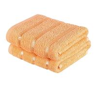 A2Z Cotton 2 Pcs Hand Towel Absorbent Bathroom Classic Peach 51 x 81 cm | Dense Loop Weave Provides Gentle Drying With Neat Banded Detailing Suitable For Daily Washing Guest Rooms Gym Travel Families