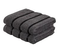 A2Z Cotton 2 Pcs Hand Towel Soft Absorbent Bathroom Charcoal 51 x 81 cm | Dense Loop Weave Provides Gentle Drying With Neat Banded Detailing Suitable For Daily Washing Guest Rooms Gym Travel Families