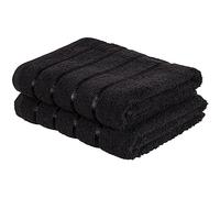 A2Z Cotton 2 Pcs Large Bath Towel Soft Absorbent Bathroom Black 66 x 118 cm | Dense Loop Weave Provides Gentle Drying With Neat Banded Detailing Suitable For Daily Washing Guest Rooms Gym Travel Families