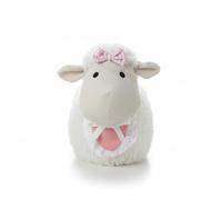 A2Z Decorative Sheep Door Stopper Weighted 1kg Plush Doorstop for Home Cute Soft Sheep Design with Pink Bow Fabric & Sand Filled Prevents Slamming Doors Ideal Nursery Bedroom Hallway Decor