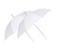 A2Z Elegant White Wedding Umbrella 46" Auto Open Classic Bridal Brolly 8-Rib Metal - Umbrella Wedding Veil White 2 Pack