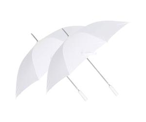 A2Z Elegant White Wedding Umbrella 46" Auto Open Classic Bridal Brolly 8-Rib Metal - Umbrella Wedding Veil White 2 Pack