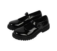 A2Z Girls Teens Black Patent Mary Jane School Shoes Smart Buckle Strap - SCH Shoes Lisa Black Patent 4 UK