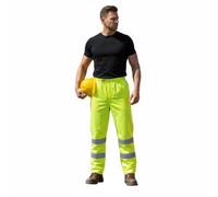 A2Z Hi Vis Over Trousers Waterproof 300D Oxford Safety Work Trousers Reflective Tape Elastic - Hi Vis Trouser 725 Yellow S