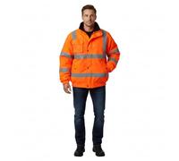 A2Z High Visibility Bomber Jacket Mens Waterproof 300D Oxford Reflective Safety Coat Padded - Hi Vis Bomber Orange S