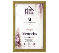A2Z Home Solutions A1 Gold Picture Frame Large Wall Ornate Vintage Shabby Chic Poster Frame with Perspex Front for Art Prints Photos Certificates Gallery Wall Decor 59.4 x 84.1 cm