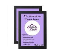 A2Z Home Solutions® A1 Photo Frames Set of 2 (59.4 x 84.1 cm) A1 Picture Frame Portrait & Horizontal Wall Hanging Hooks Large A1 Poster Frame Wall Mount Picture Frame Living room Gallery (Black)