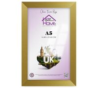 A2Z Home Solutions A5(5.5x8inch) Gold Cozy Engineered Photo Frame - Elegant Texture, Scratch-Resistant Perspex, Secure Clip-on Back - Great for Portraits & Office Setup