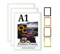 A2Z Home Solutions® Multipack White A1 Poster Frames 59.4 x 84.1 cm With Safe Clear Perspex Front & Wall Mounting A1 Frames In Multiple Colors MDF Backboard Portrait or Landscape (3)