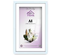 A2Z Home Solutions® Photo Frame White A1 Frame With A2 Mount Picture Poster Print With Clear HD Perspex 30x15 MM Moulding Mounting Hooks MDF Backboard