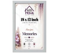 A2Z Home Solutions® Photo Poster Display Wall Hanging Light Grey Frame 18 x 12 Inches For Print Picture With Clear Perspex 30x15mm Moulding Mounting Hooks MDF backboard