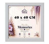 A2Z Home Solutions® Photo Poster Display Wall Hanging Light Grey Frame 40 x 40 cm For Print Picture With Clear Perspex 30x15mm Moulding Mounting Hooks MDF backboard