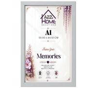 A2Z Home Solutions® Photo Poster Display Wall Hanging Light Grey Frame A1-59.4 × 84.1 cm For Print Picture With Clear Perspex 30x15mm Moulding Mounting Hooks MDF backboard