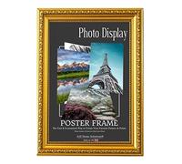 A2Z Home Solutions® Photo Poster Display Wall Hanging Ornate Gold Frame 20 x 16 Inches For Print Picture With Clear Perspex 30x15mm Moulding Mounting Hooks MDF backboard