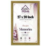 A2Z Home Solutions® Photo Poster Display Wall Hanging Ornate Gold Frame 27 x 20 Inches For Print Picture With Clear Perspex 30x15mm Moulding Mounting Hooks MDF backboard