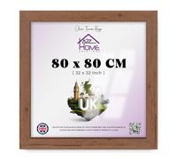 A2Z Home Solutions® Photo Poster Display Wall Hanging Walnut Frame 80 x 80 cm For Print Picture With Clear Perspex 30x15mm Moulding Mounting Hooks MDF backboard