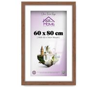 A2Z Home Solutions® Poster Frame Walnut 80x60 cm With Mount 50x70 cm Picture Photo Print HD Clear Aclyric Front Frame With Matting White Boarder Wall Mounting Hooks