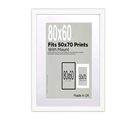 A2Z Home Solutions® Poster Frame White 80x60 cm With Mount 50x70 cm Picture Photo Print HD Clear Aclyric Front Frame With Matting White Boarder Wall Mounting Hooks