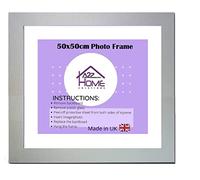 A2Z Home Solutions® Square Photo Frame 50x50cm Frame With Mount Picture Display Size 40x40cm For Wall Hanging Photos Canvas Paintings Home Office Décor (Silver)