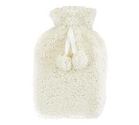 A2Z Hot Water Bottle 2 Litre Capacity Cream Teddy Fur Fleece Cover Rubber Leak Proof Hot Water Bag for Pain Relief Cosy Nights and Relaxation Body Warmer