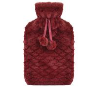 A2Z Hot Water Bottle 2 Litre Capacity Dark Red Chevron Plush Faux Fur Fleece Cover Rubber Leak Proof Hot Water Bag