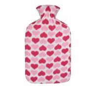 A2Z Hot Water Bottle Christmas Fairisle Reindeer - Hot Bottle AZ6230 Pink Hearts