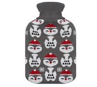 A2Z Hot Water Bottles Christmas Novelty Santa Penguin Soft Fleece Cover 2 Liter Durable Leak Proof Rubber Xmas Gift Bottle Pain Relief Cosy Nights Neck Back Shoulder Warmer Sofa Bedtime Heat Therapy
