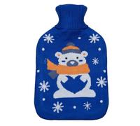 A2Z Hot Water Bottles Christmas Soft Knit Fleece Cover 2 Liter - Hot Bottle HB1159 Royal