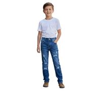 A2Z Kids Boys Relaxed Straight Fit Boot Cut Ripped Jeans Comfortable Stretchy Loose Fit - Jeans JN64 Mid Blue 13