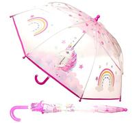 A2Z Kids Girls POE Dome Umbrella Ultra Windproof and Water Resistant Dome Brolly Kids Transparent School Umbrella 8 Panel Classic Compact Brolly Assorted Designs Outdoor Walking Stick Travel Umbrellas