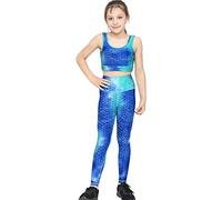 A2Z Kids Honeycomb Crop Top Leggings - Yoga Set Blue 9-10