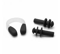 A2Z Kids Swimming Ear Plugs and Nose Clip Set Black Silicone One Size Waterproof Swim Accessories for Children Pool Beach Lessons Includes Storage Case