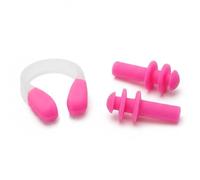A2Z Kids Swimming Ear Plugs and Nose Clip Set Pink Silicone One Size Waterproof Swim Accessories for Children Pool Beach Lessons Includes Storage Case