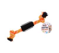 A2Z Knotted Dog Rope Chew Toy With Rubber Grip For Tug And Fetch Play