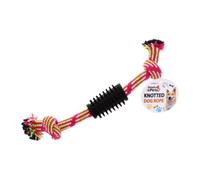 A2Z Knotted Dog Rope Chew Toy With Rubber Grip For Tug And Fetch Play
