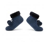 A2Z Ladies 1 Pack Faux Fur Cuff Pom Pom Chenille Bootie Socks Super Soft Fluffy Fleece Non Slip Indoor Slippers Warm Cosy House Bed Socks for Women Gift Idea Winter Comfort Size UK 4-8