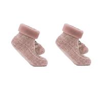 A2Z Ladies 1 Pack Faux Fur Cuff Pom Pom Chenille Bootie Socks Super Soft Fluffy Fleece Non Slip Indoor Slippers Warm Cosy House Bed Socks for Women Gift Idea Winter Comfort Size UK 4-8