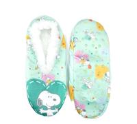 A2Z Ladies 1 Pair Officially Licensed Peanuts Snoopy Slipperette Socks Soft Plush - Slipperette Peanut 3855 Mint 4-8