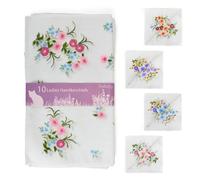 A2Z Ladies 10 Pack Floral Handkerchiefs Soft Cotton Blend Hankies with Vintage Printed Designs Lightweight Reusable Fabric Hankies for Everyday Use Gentle on Skin Gift Set for Women