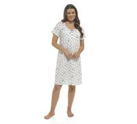 A2Z Ladies 100% Cotton Floral Nightie Short Sleeve Classic Knee Length Nightdress with Lace Trim Soft Lightweight Breathable Comfortable Relaxed Fit Summer Sleepwear Pink or Lilac for Women Size 10-24