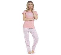 A2Z Ladies 100% Cotton Short Sleeve Pyjama Set - PJS LDS 443 Dreams Pink 16-18