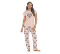 A2Z Ladies 100% Cotton Short Sleeve Pyjama Set - PJS LDS 534 Leopard Hearts 16-18