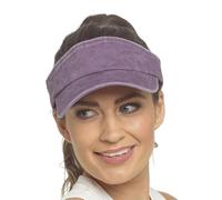 A2Z Ladies 100% Cotton Stonewashed Sun Visor Cap for Women Adjustable One Size Summer Sports Hat for Golf Tennis Running Holiday Travel Lilac Mist Classic Navy Dusty Rose